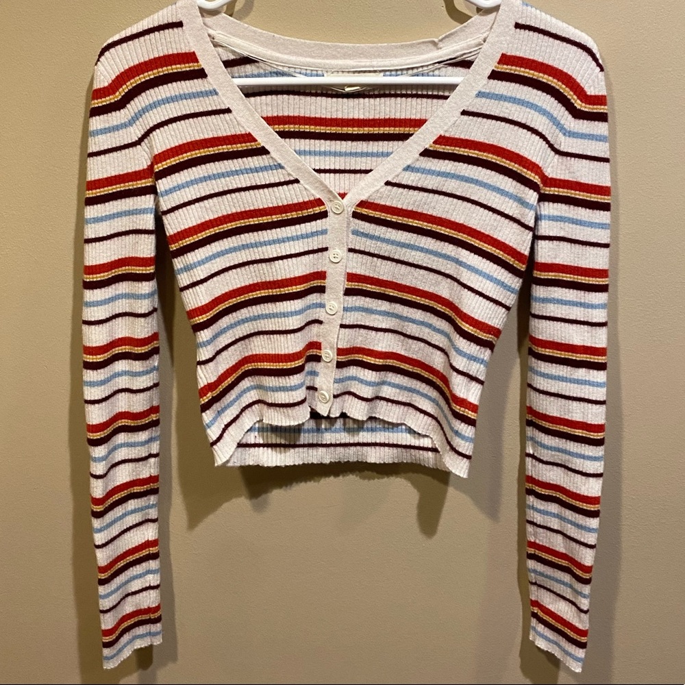PacSun Striped Long Sleeve Cardigan Sweater